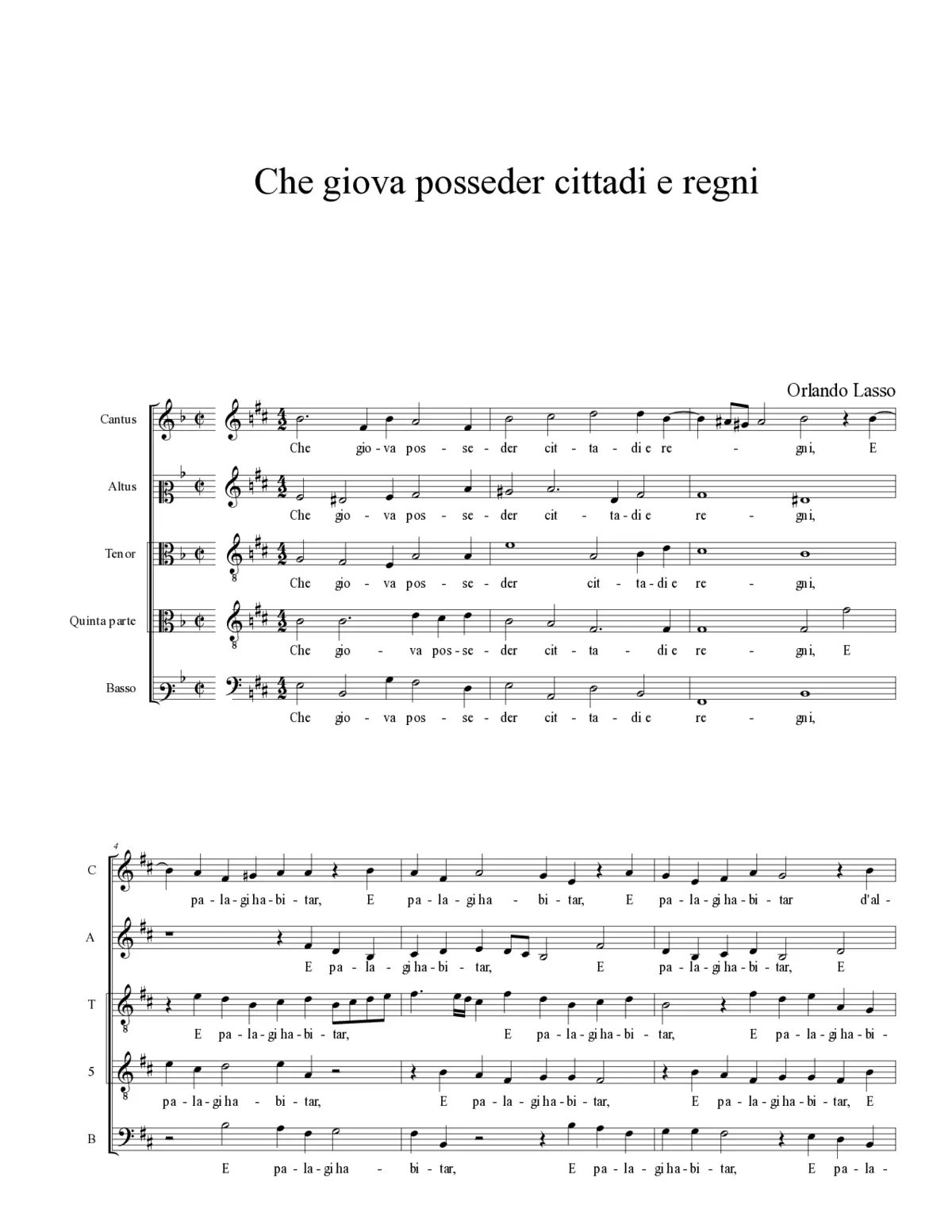 Che giova posseder - Page 1