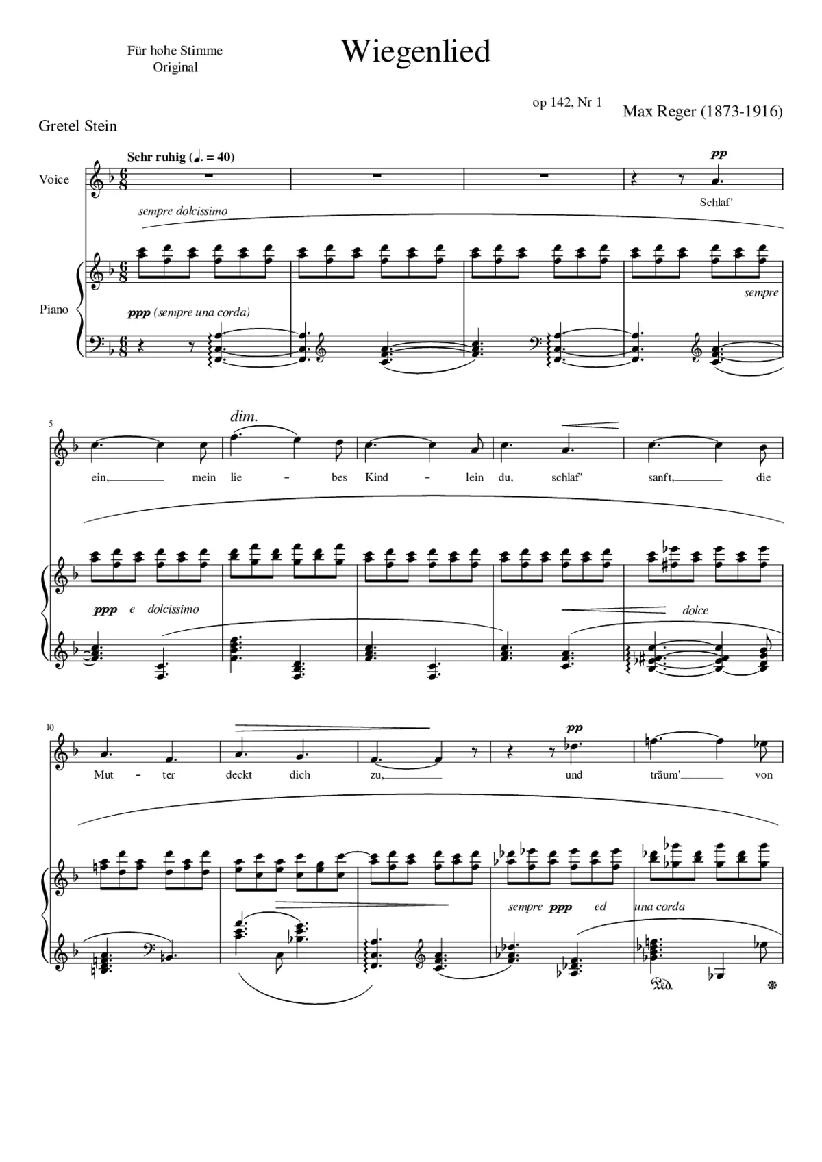 Wiegenlied Max Reger - Page 1