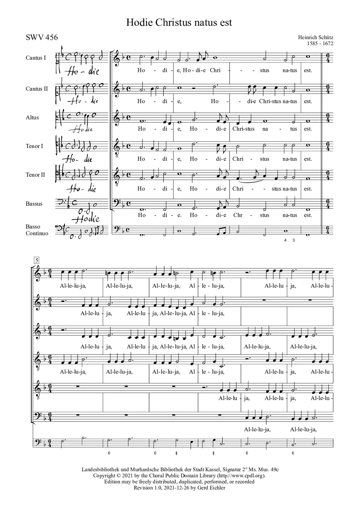 Hodie Christus natus est, SWV 456 - Page 1