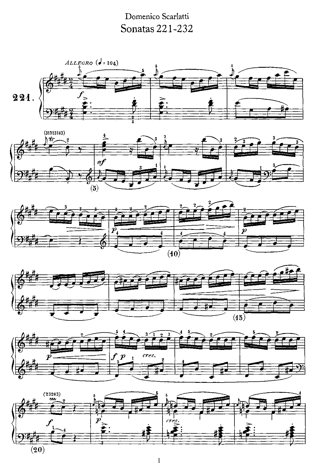 Keyboard Sonata in E major - Page 1