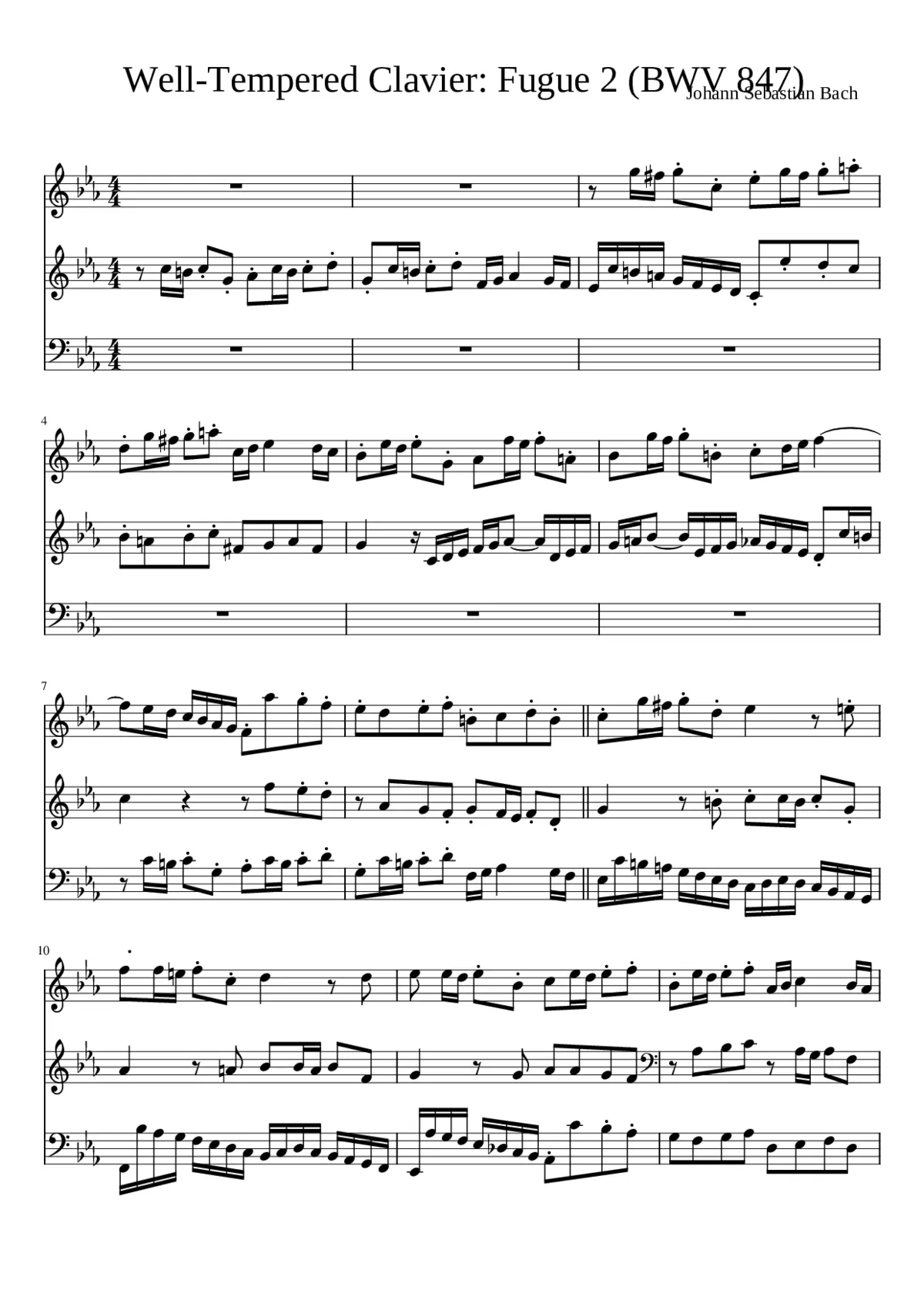 Prelude and Fugue in C minor BWV 847 - Page 1