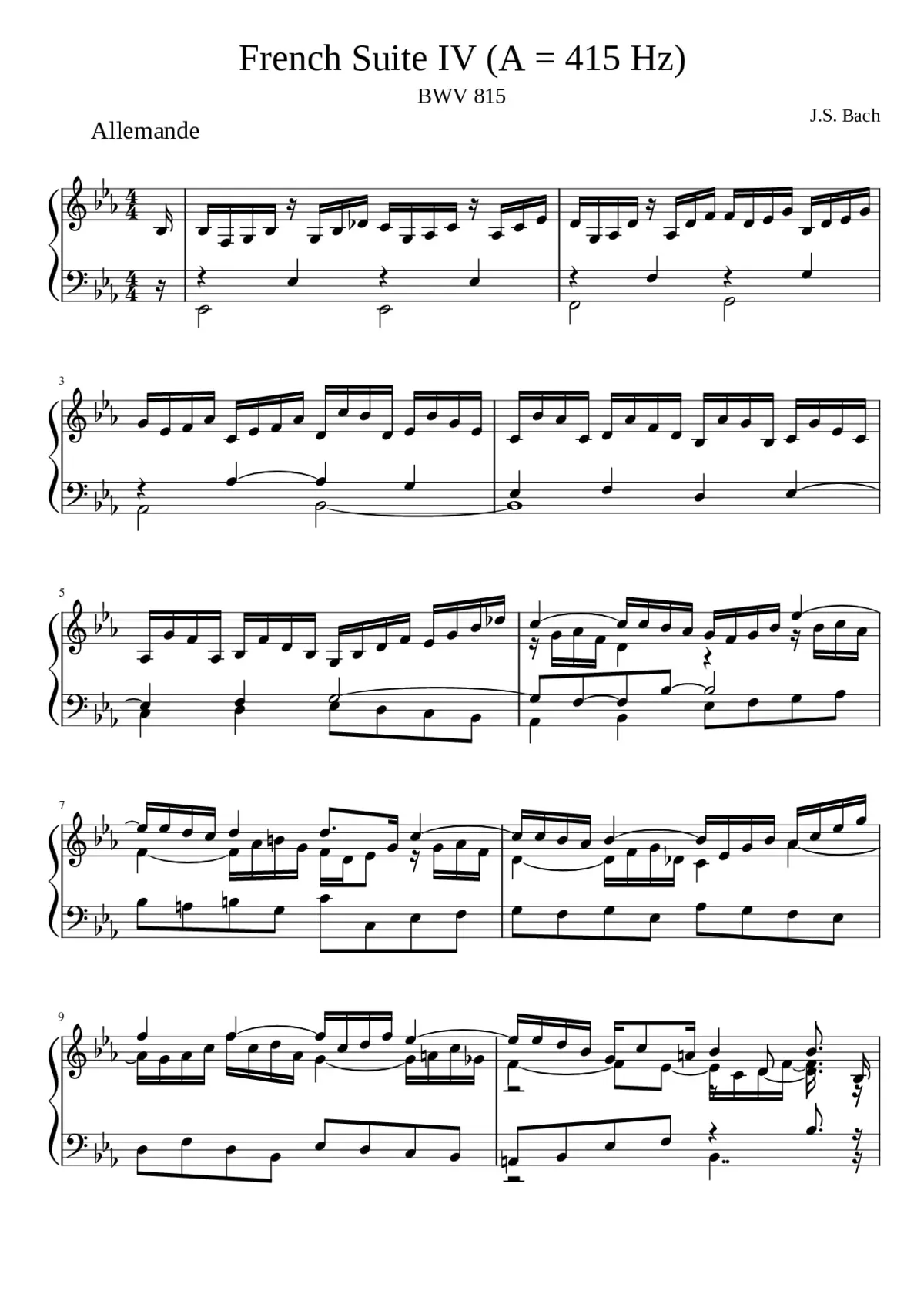 French Suite No.4 in E-flat major BWV 815 - Page 1