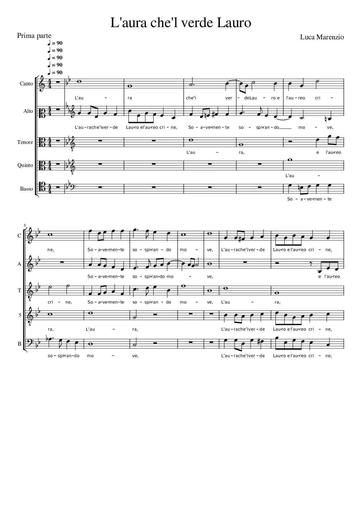 L'aura che'l verde Lauro - Page 1