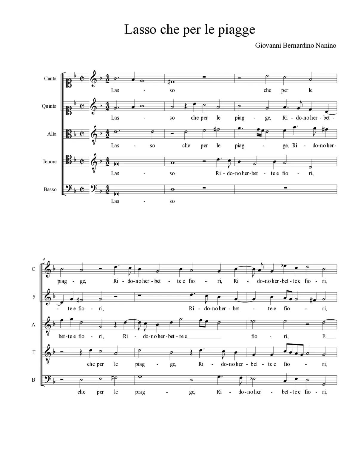 Lasso che per le piagge - Page 1