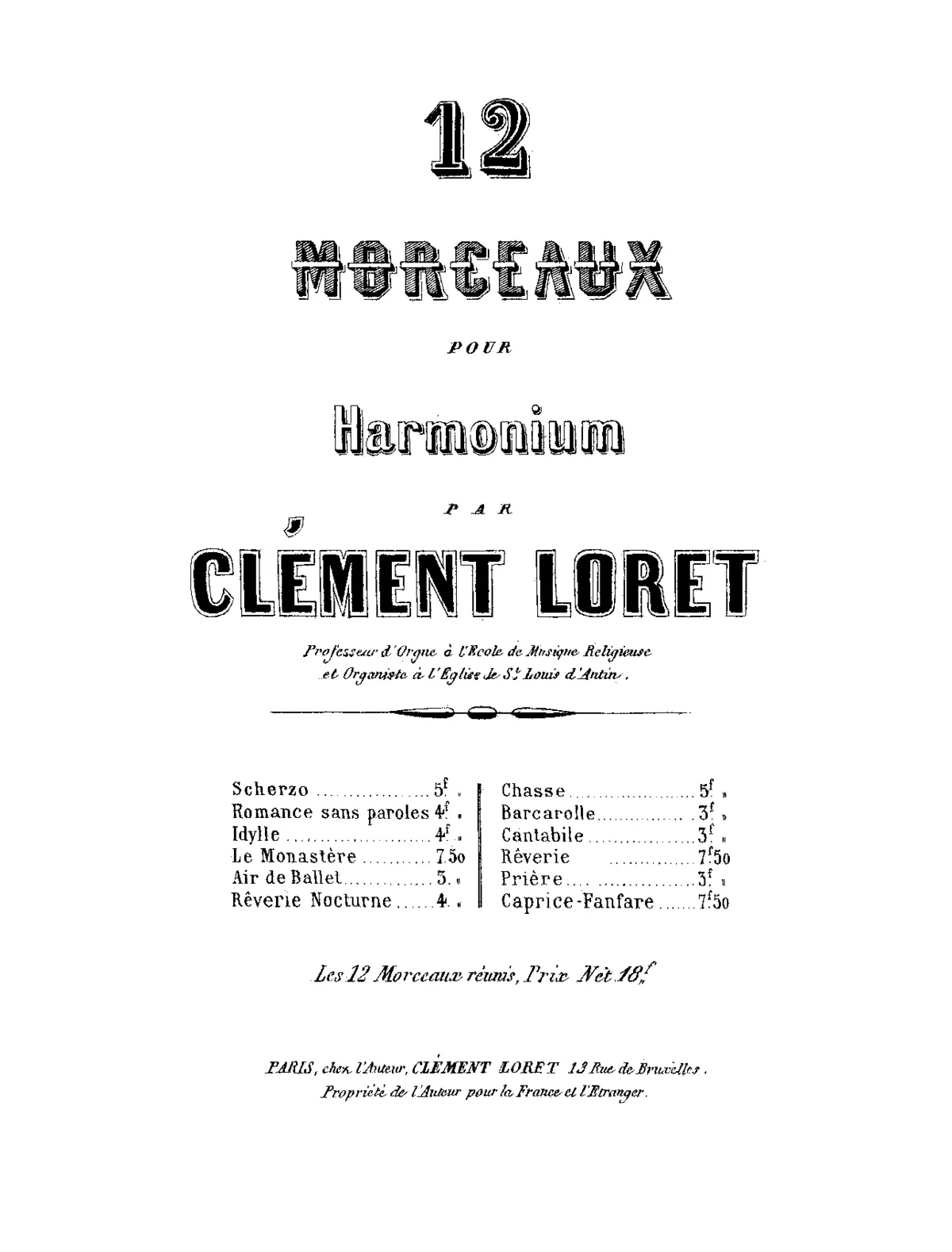 12 Morceaux pour harmonium - Page 1
