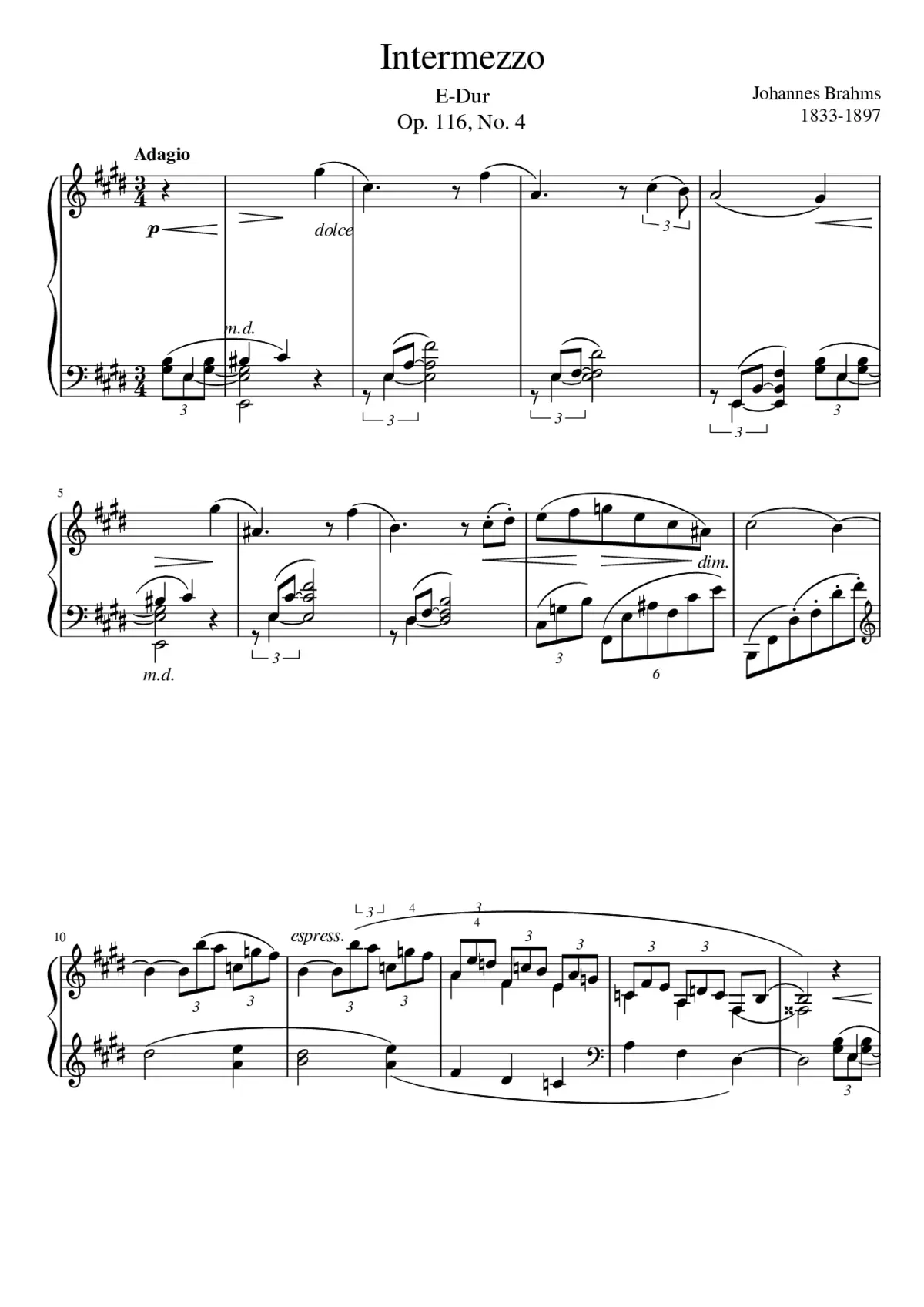 7 Fantasien Op.116 - Page 1