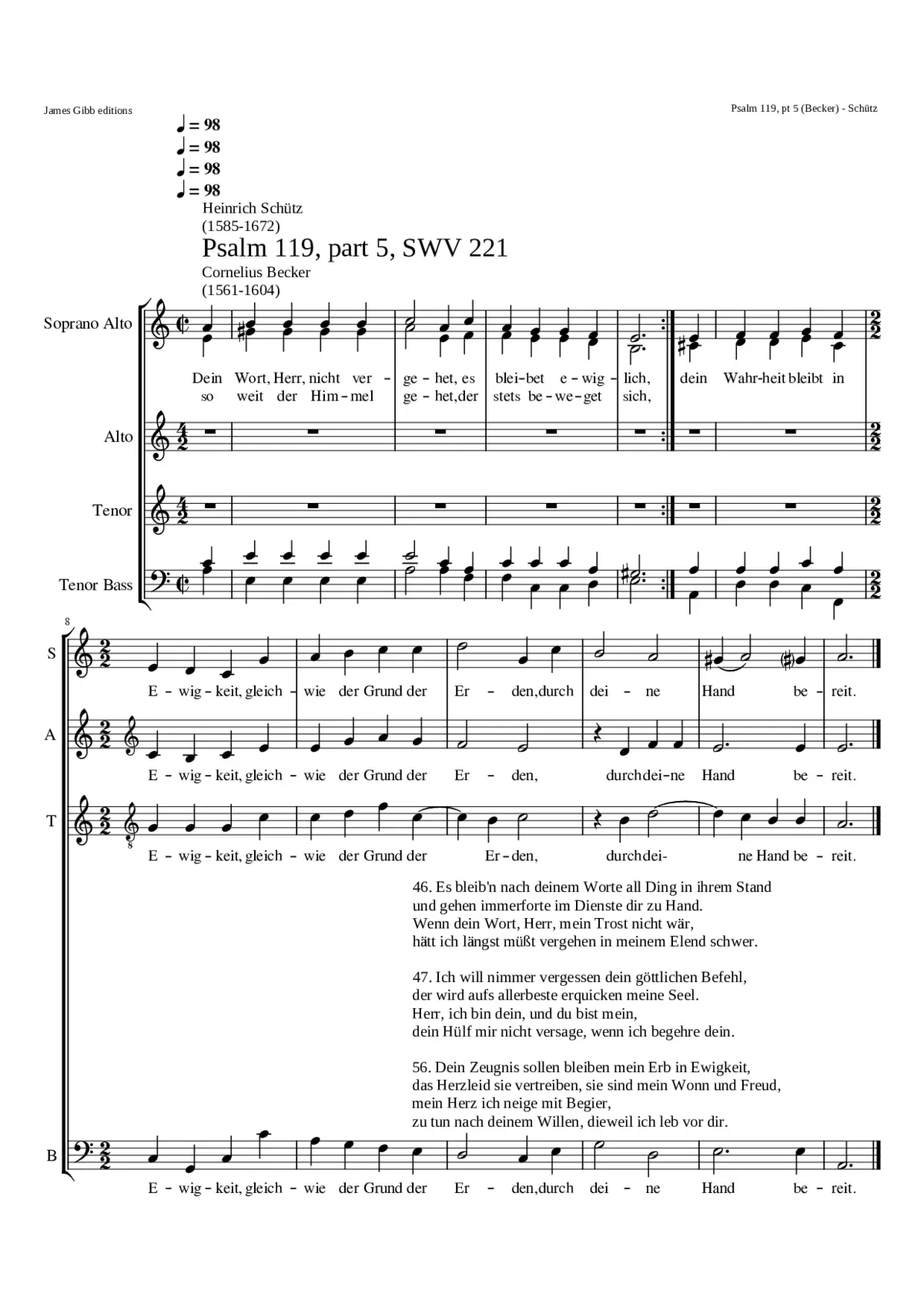 Dein Wort Herr nicht vergehet SWV 221 - Page 1