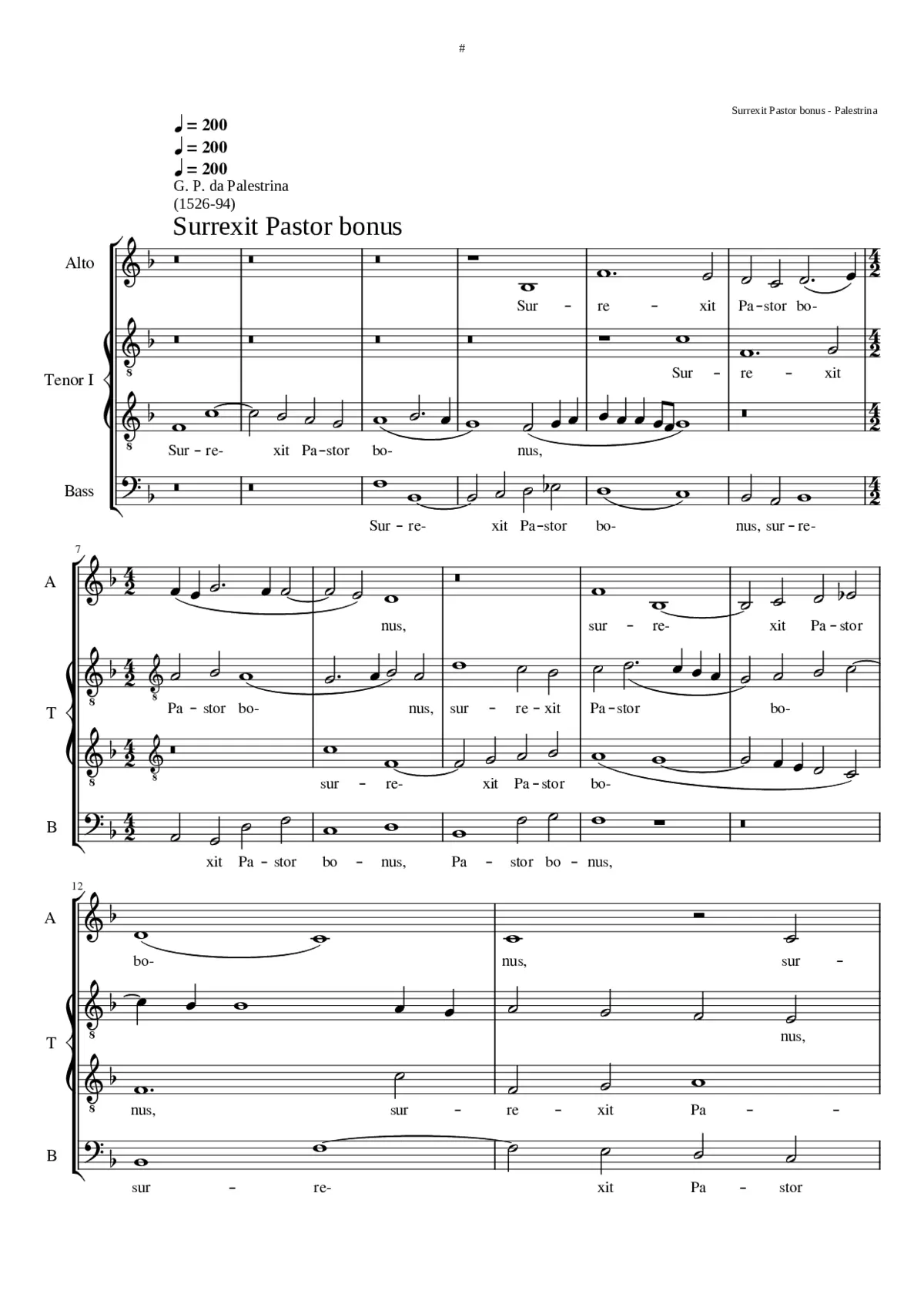 Surrexit pastor bonus a 4 - Page 1