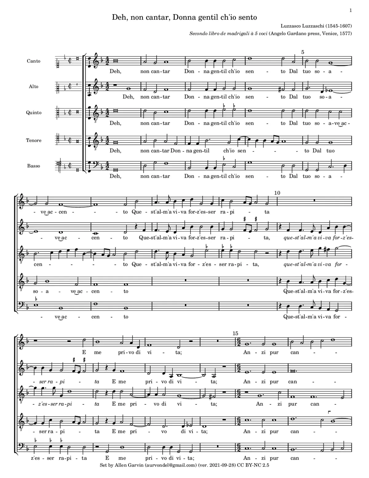 Deh non cantar Donna - Page 1
