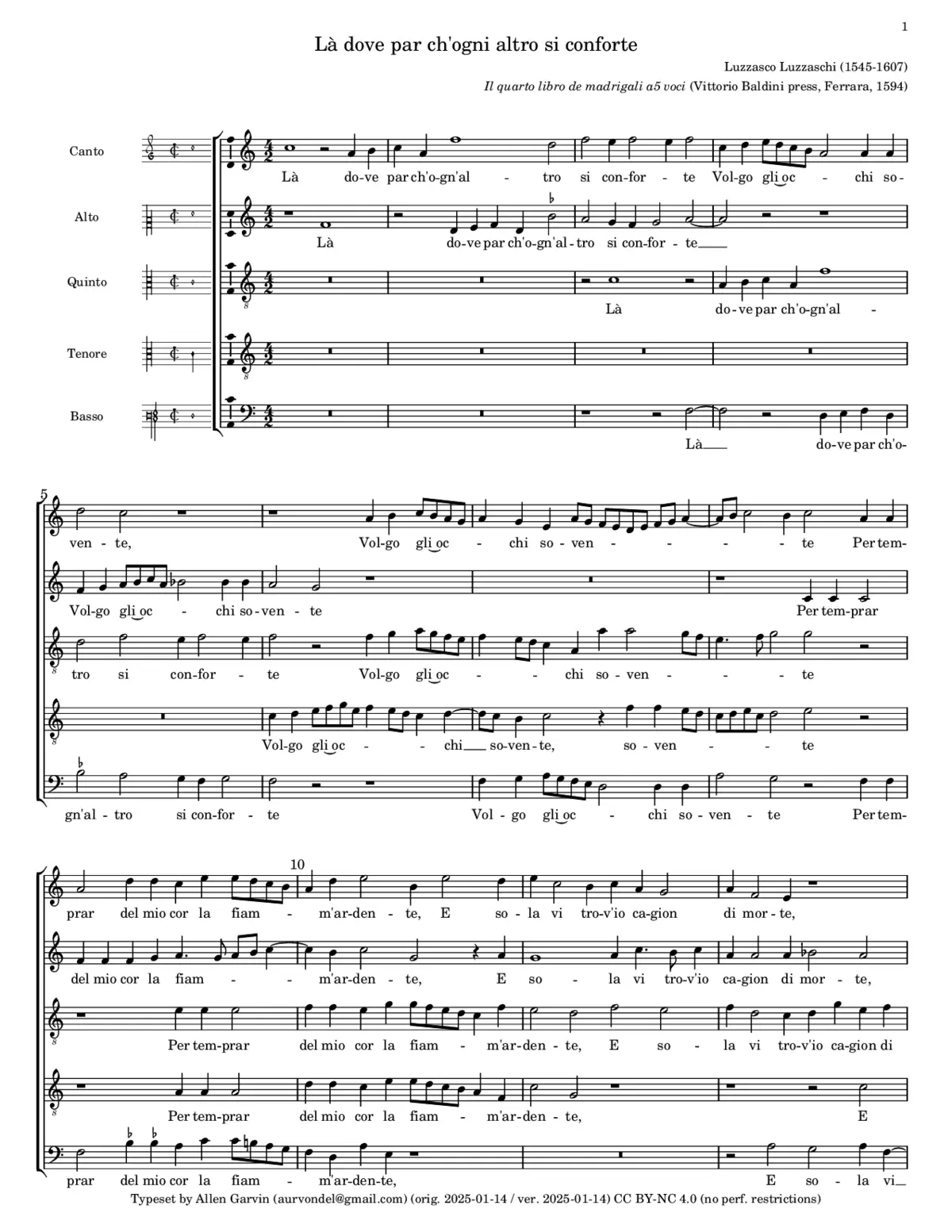Là dove par ch'ogni altro si conforte - Page 1