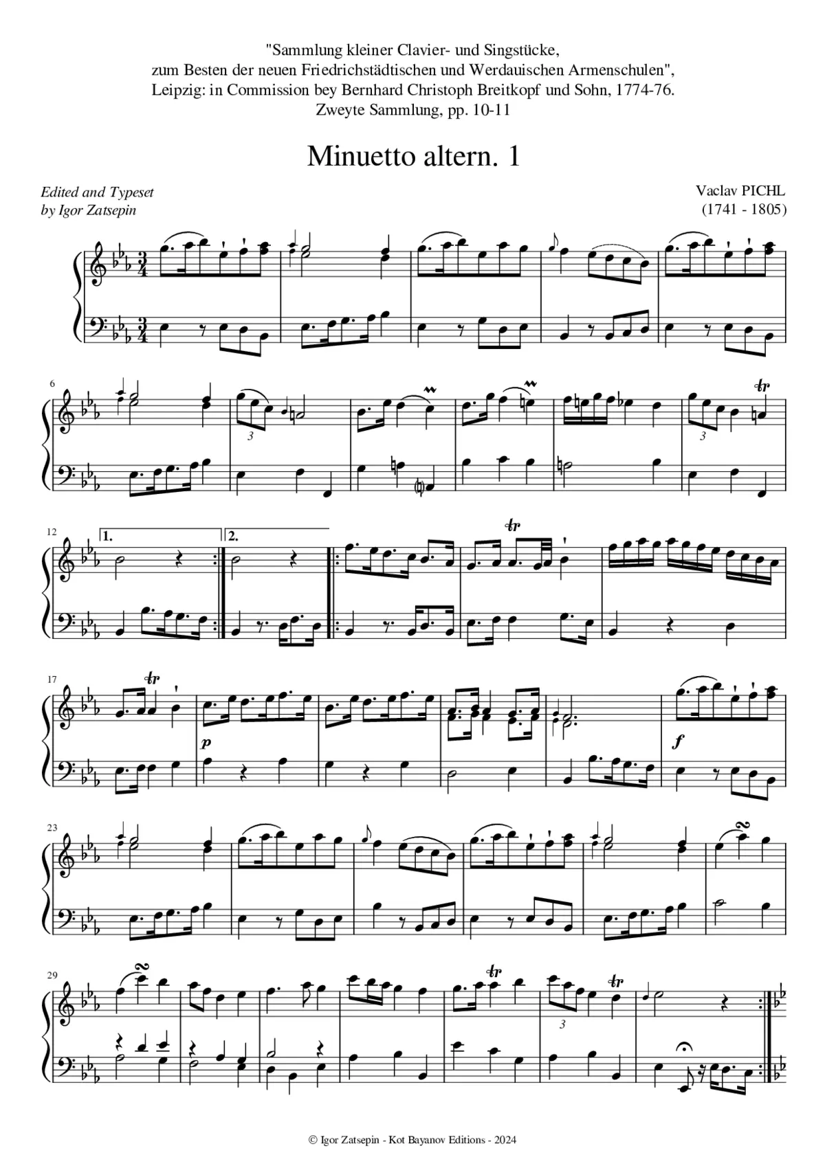 2 Menuets in E-flat major/B-flat major - Page 1