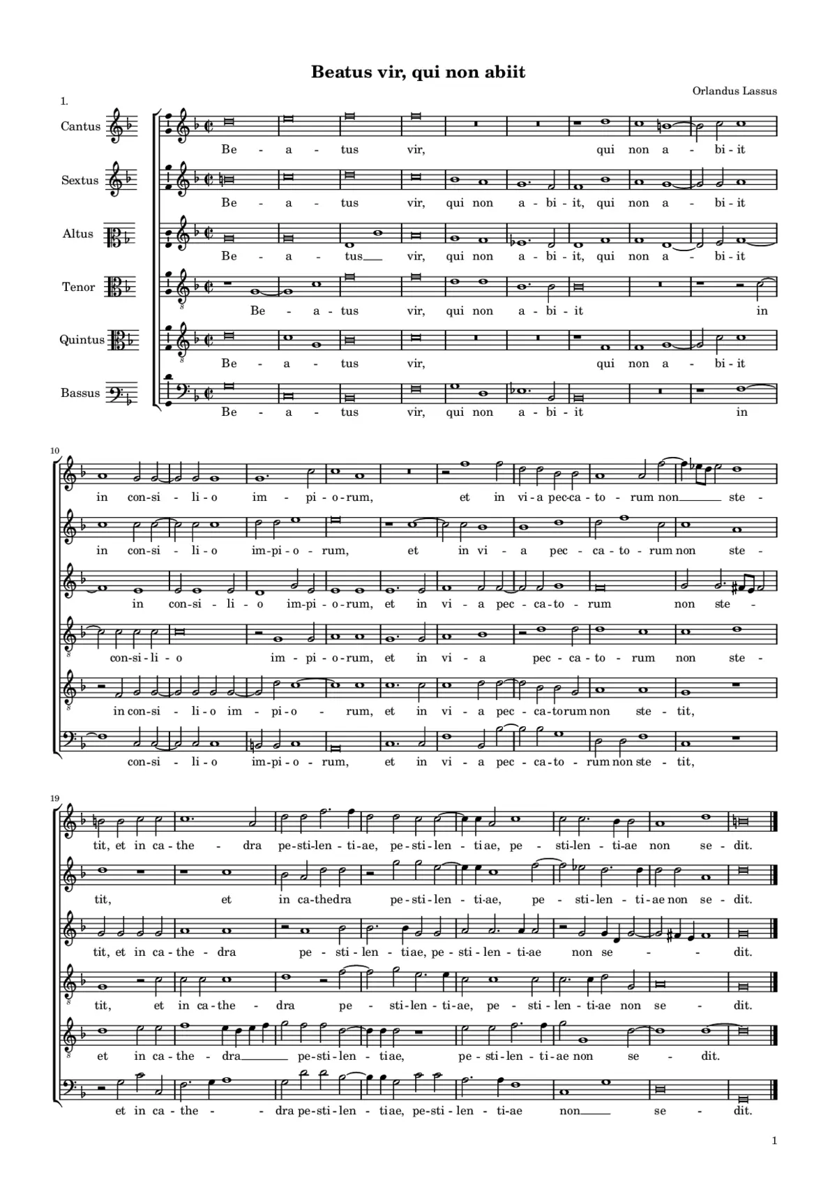 Beatus vir qui non abiit - Page 1