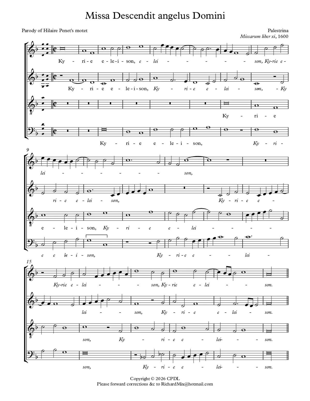 Missa Descendit angelus Domini - Page 1