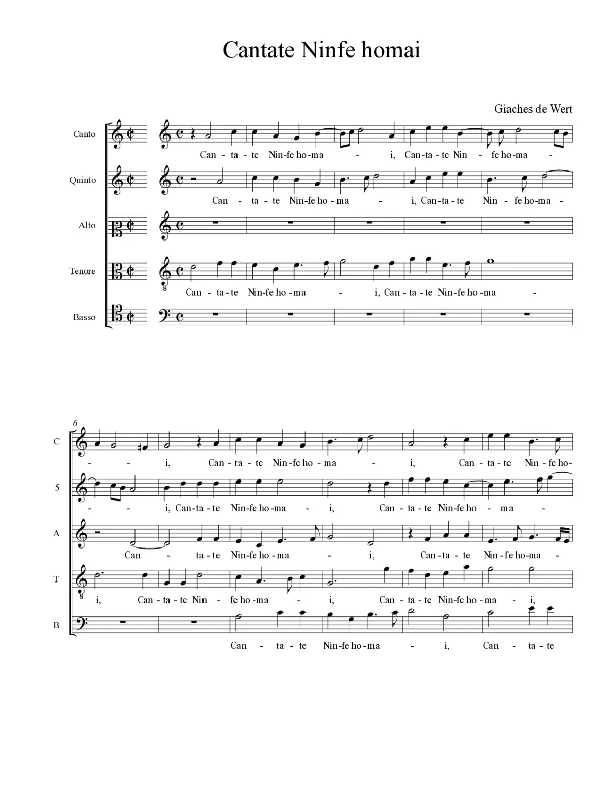 Cantate Ninfe homai - Page 1