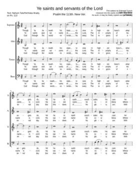 Ye saints and servants of the Lord