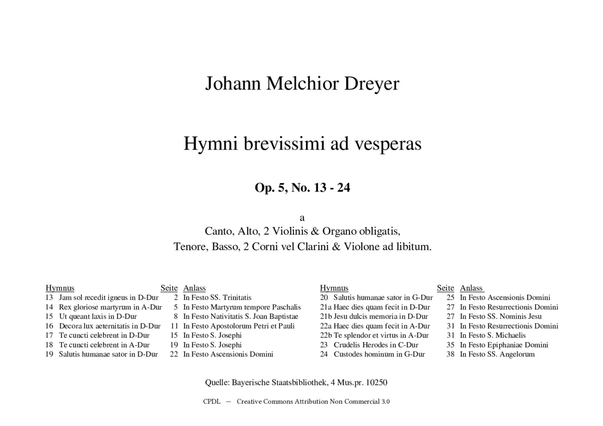 Hymni brevissimi, Op.5 No.13-24 - Page 1