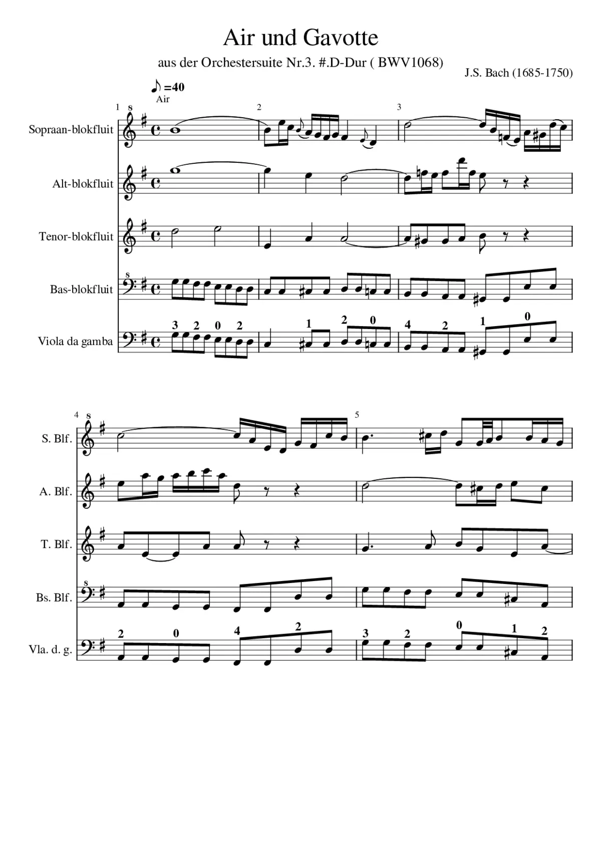 Air 'on the G string' Orchestral Suite No. 3 in D major BWV 1068 - Page 1