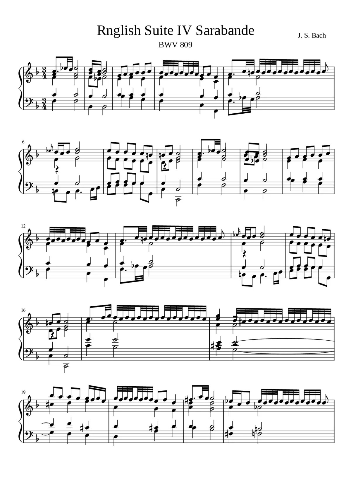 English Suite No.4 in F major BWV 809 - Page 1