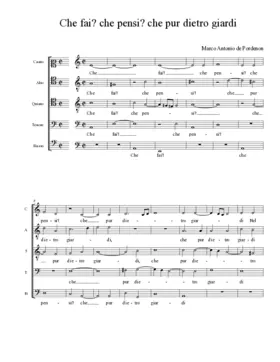 Che fai? che pensi? che pur dietro giardi