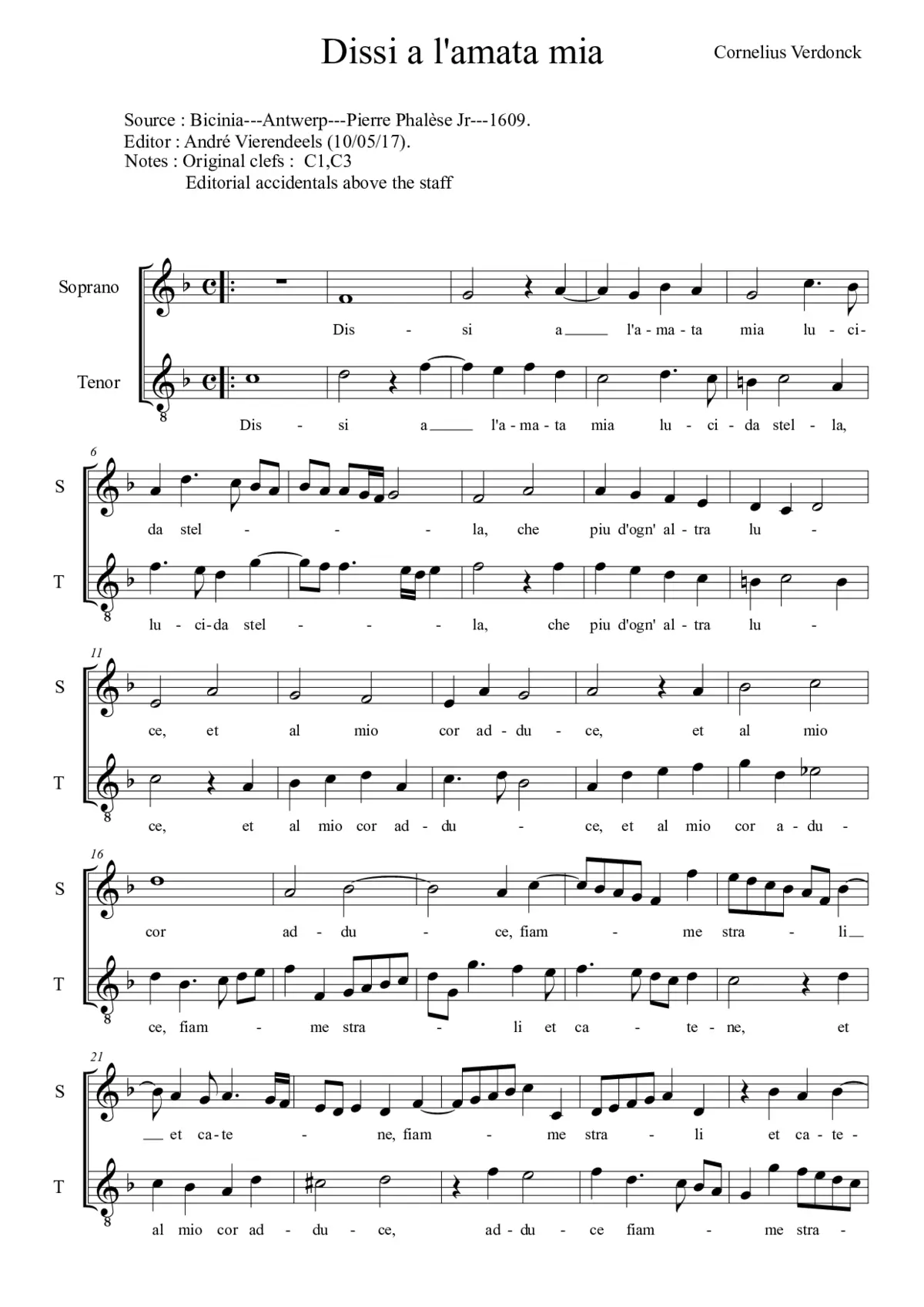 Dissi a l'amata mia lucida stella - Page 1