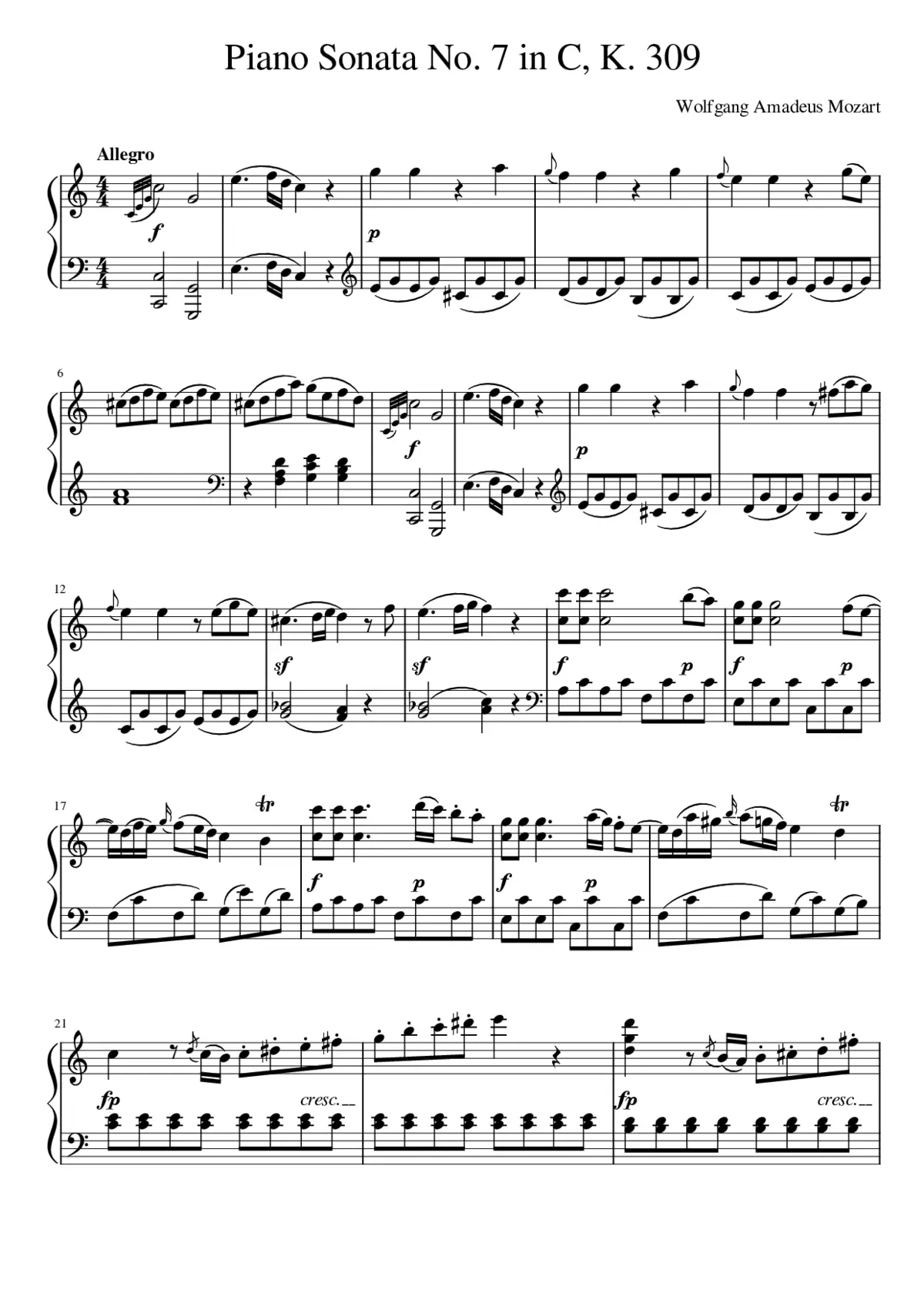 Piano Sonata No. 7 in C K. 309 - Page 1
