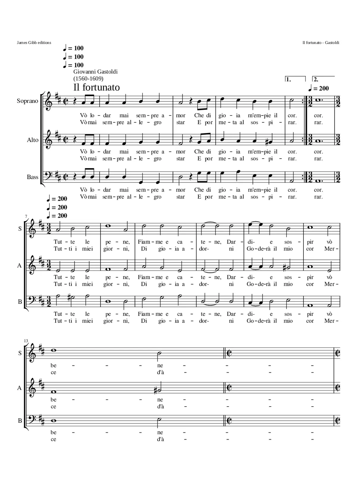 Il Fortunato (Vò lodar mai sempre amor) - Page 1