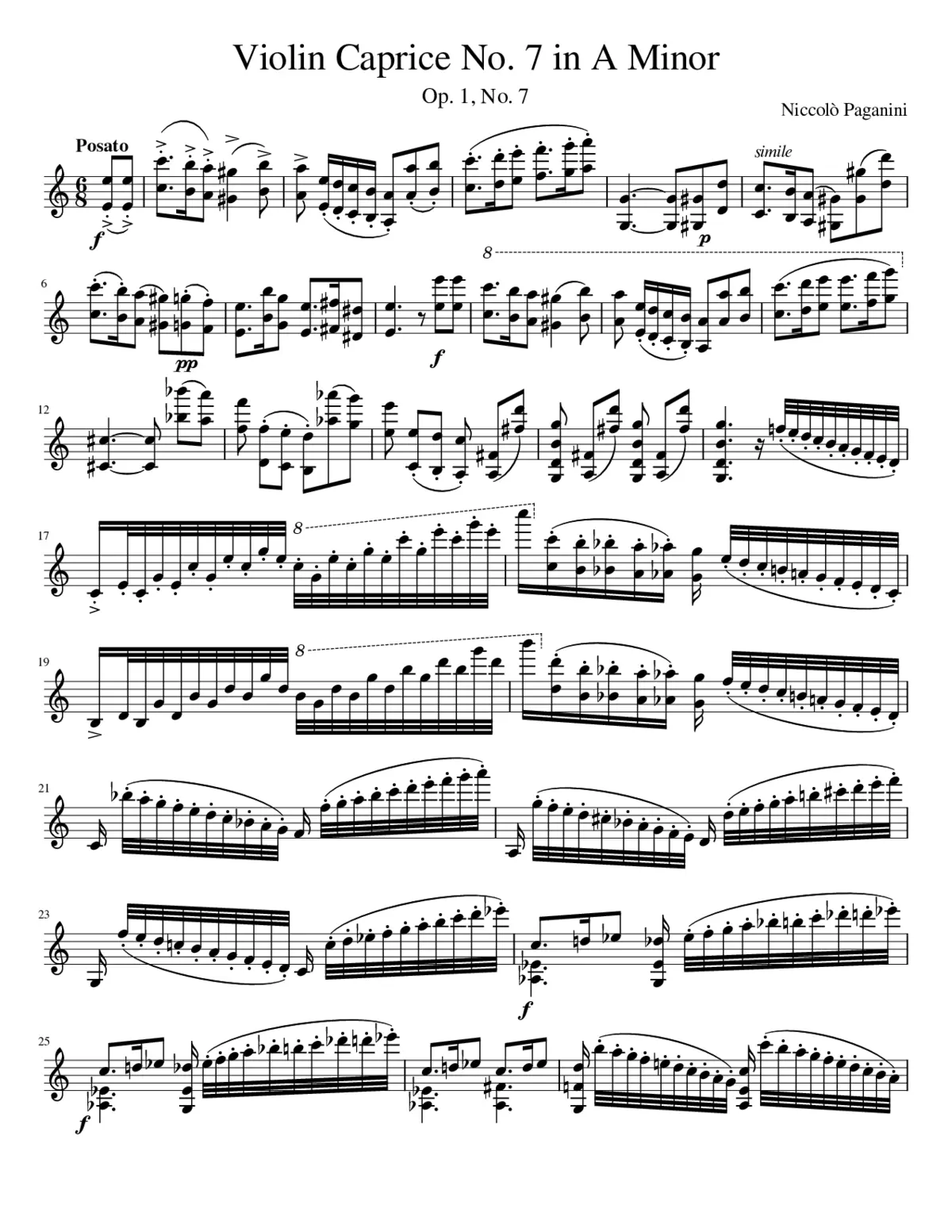 24 Caprices for Solo Violin Op.1 - Page 1