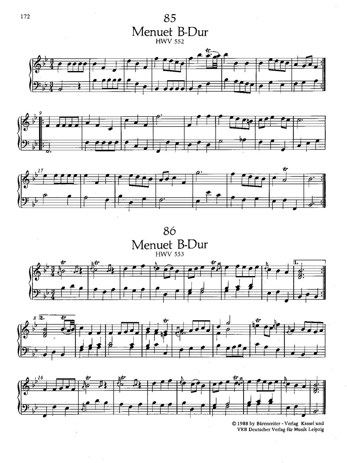 Minuet in B-flat major, HWV 553 - Page 1