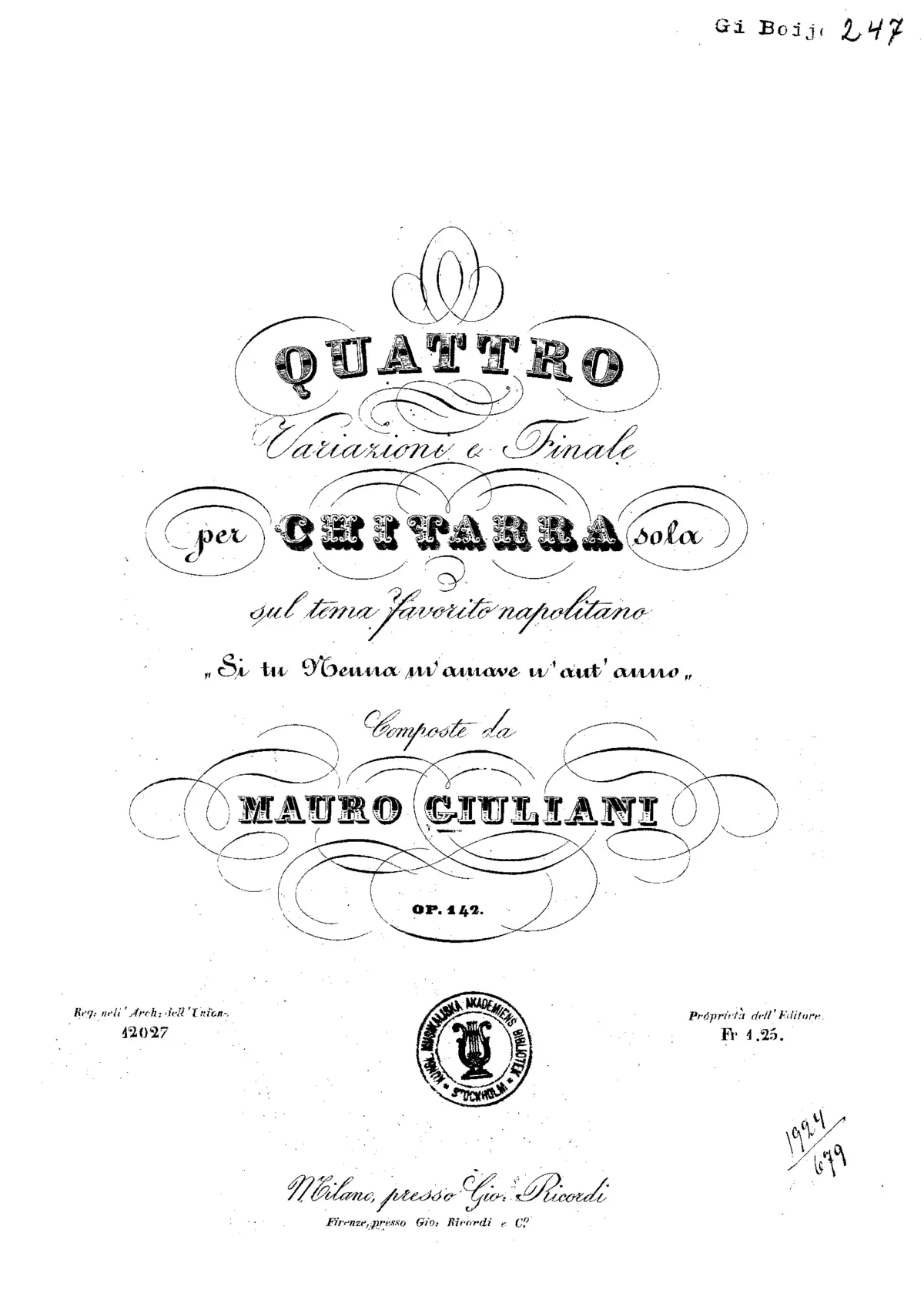 4 Variazioni e Finale per Chitarra sola - Page 1