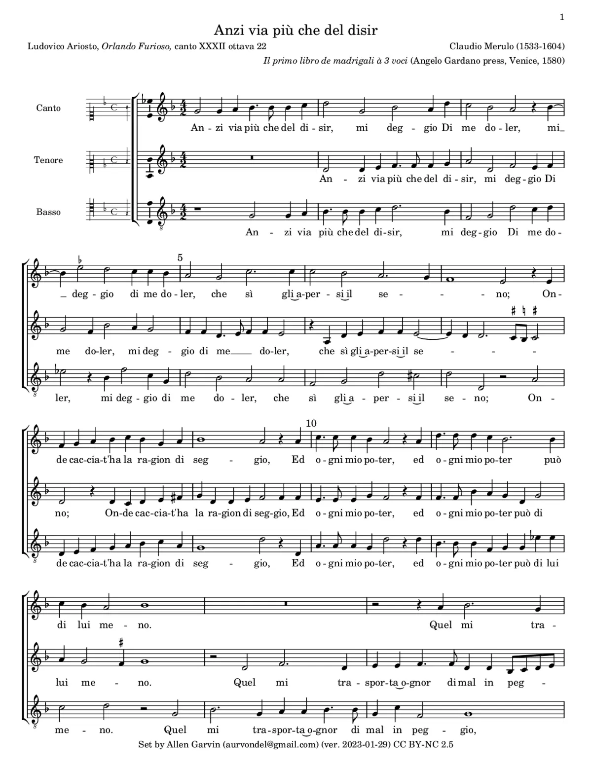 Anzi via più che del disir - Page 1