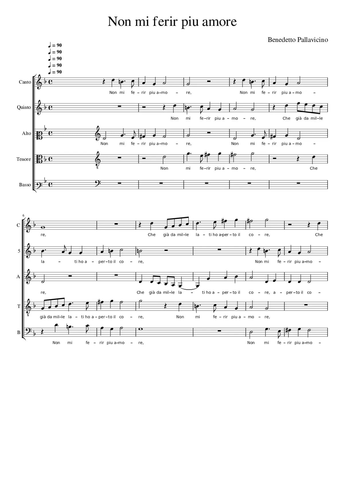 Non mi ferir piu amore - Page 1