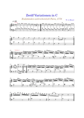 12 Variations on Ah vous dirai-je maman K.265/300e