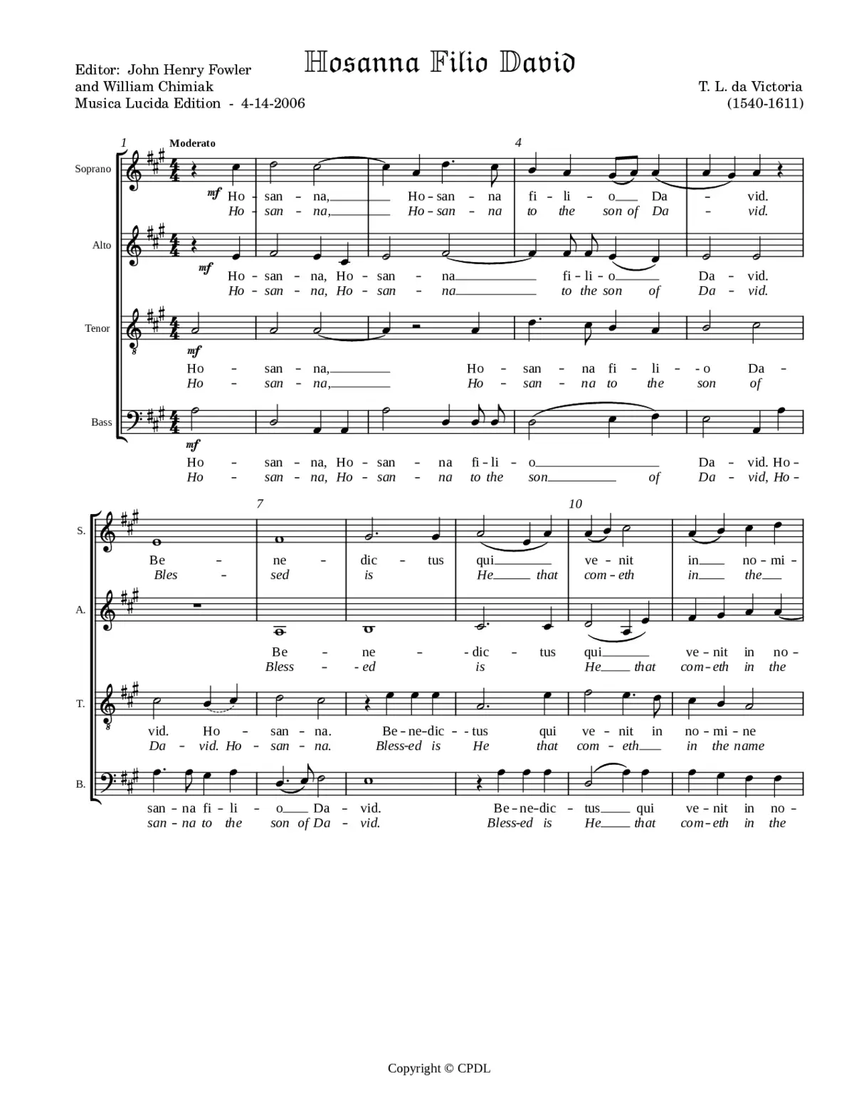 Hosanna filio David - Page 1
