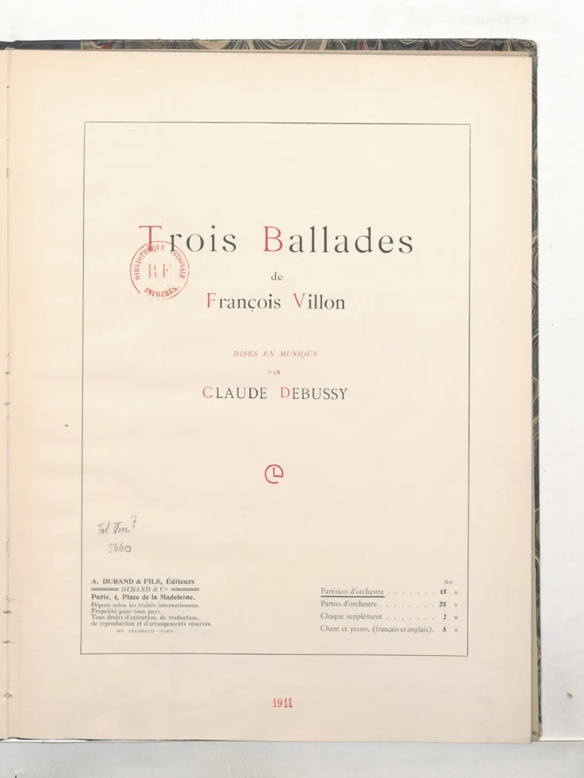 Trois Ballades de François Villon - Page 1