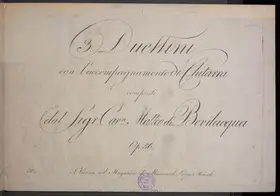 3 Duettini con l'accompagnamento di Chitarra