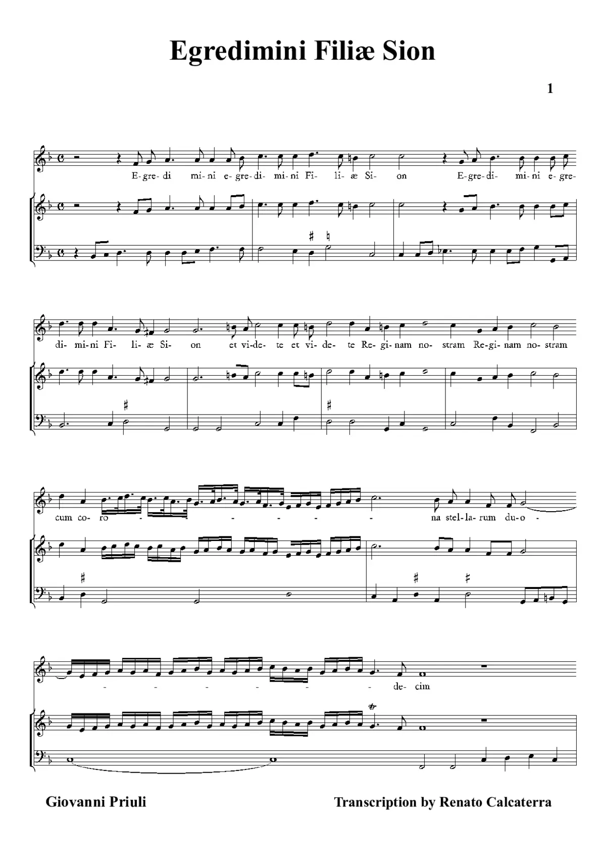 Egredimini Filiæ Sion - Page 1