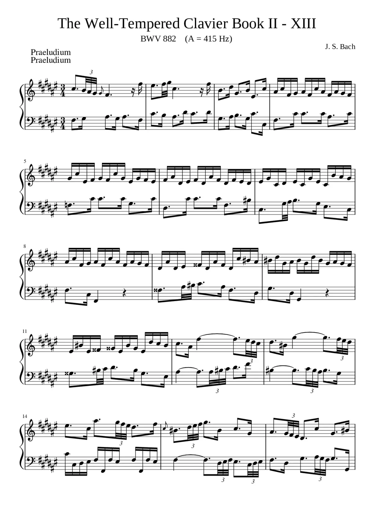 Prelude and Fugue in F-sharp major BWV 882 - Page 1