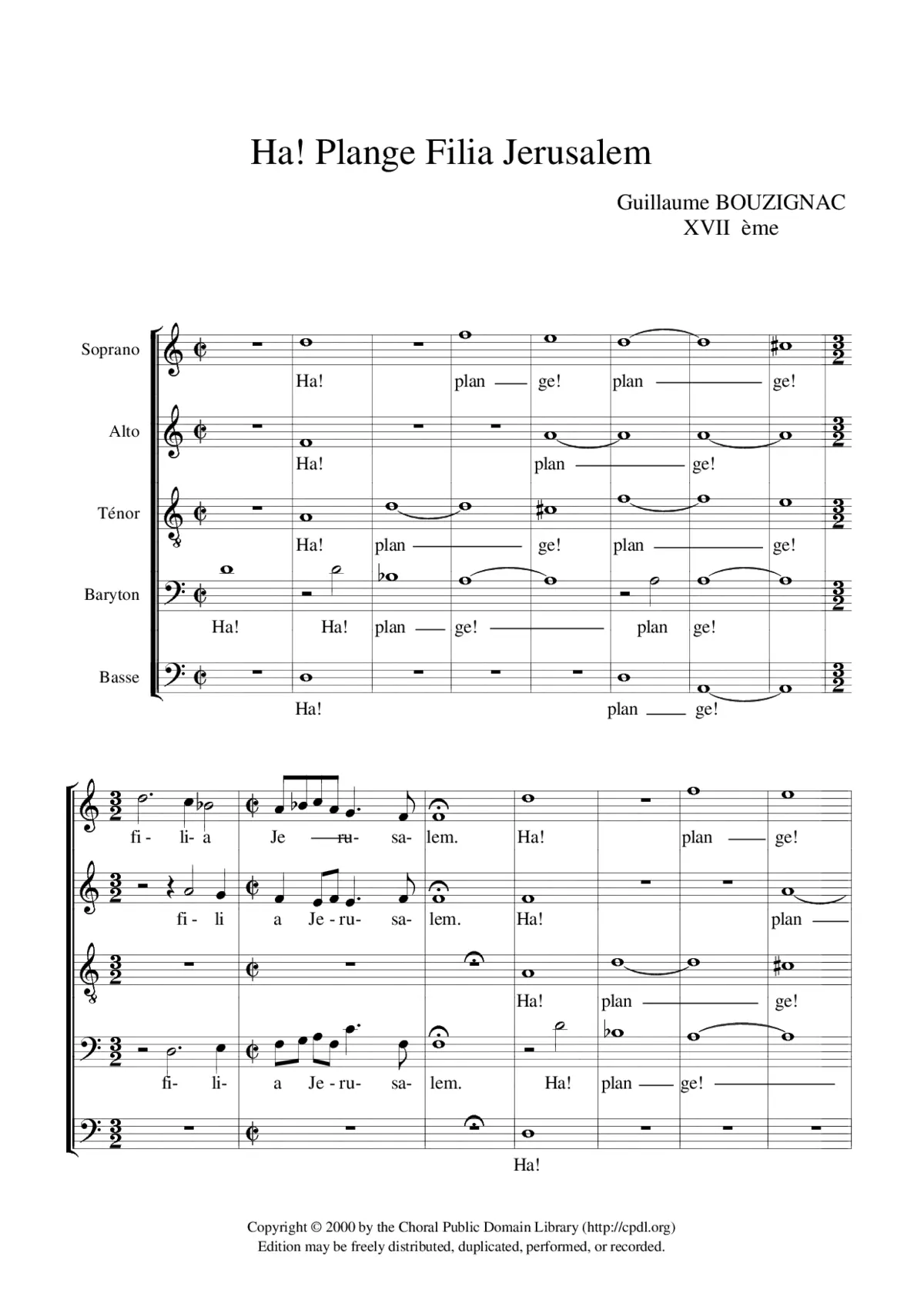 Ha, plange, filia Jerusalem - Page 1