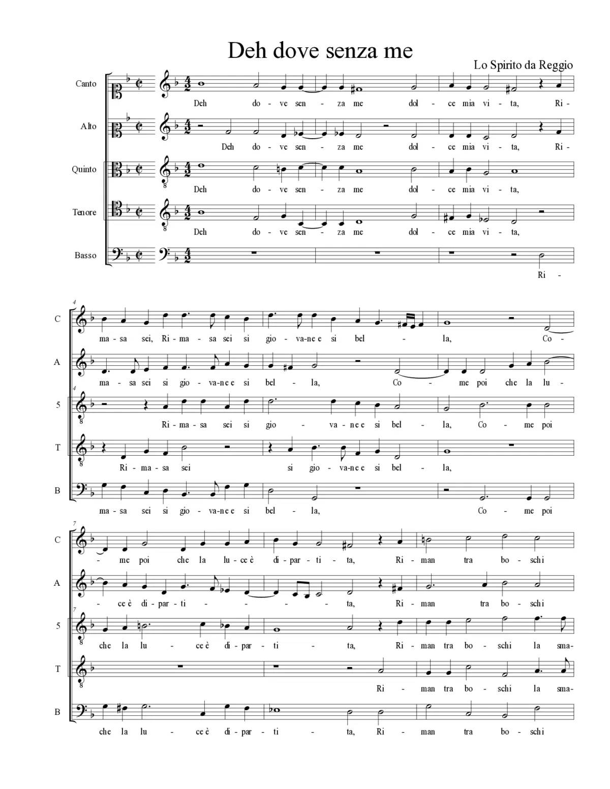 Deh dove senza me - Page 1