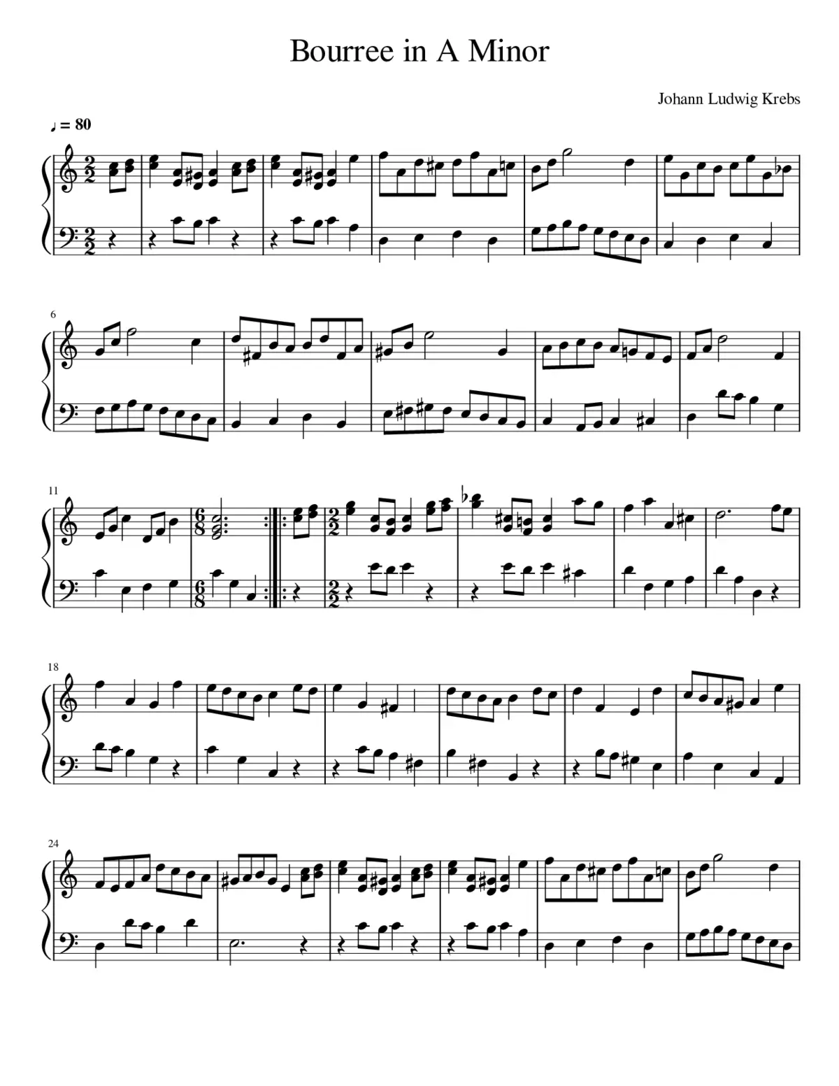 Bourée in A Minor - Page 1