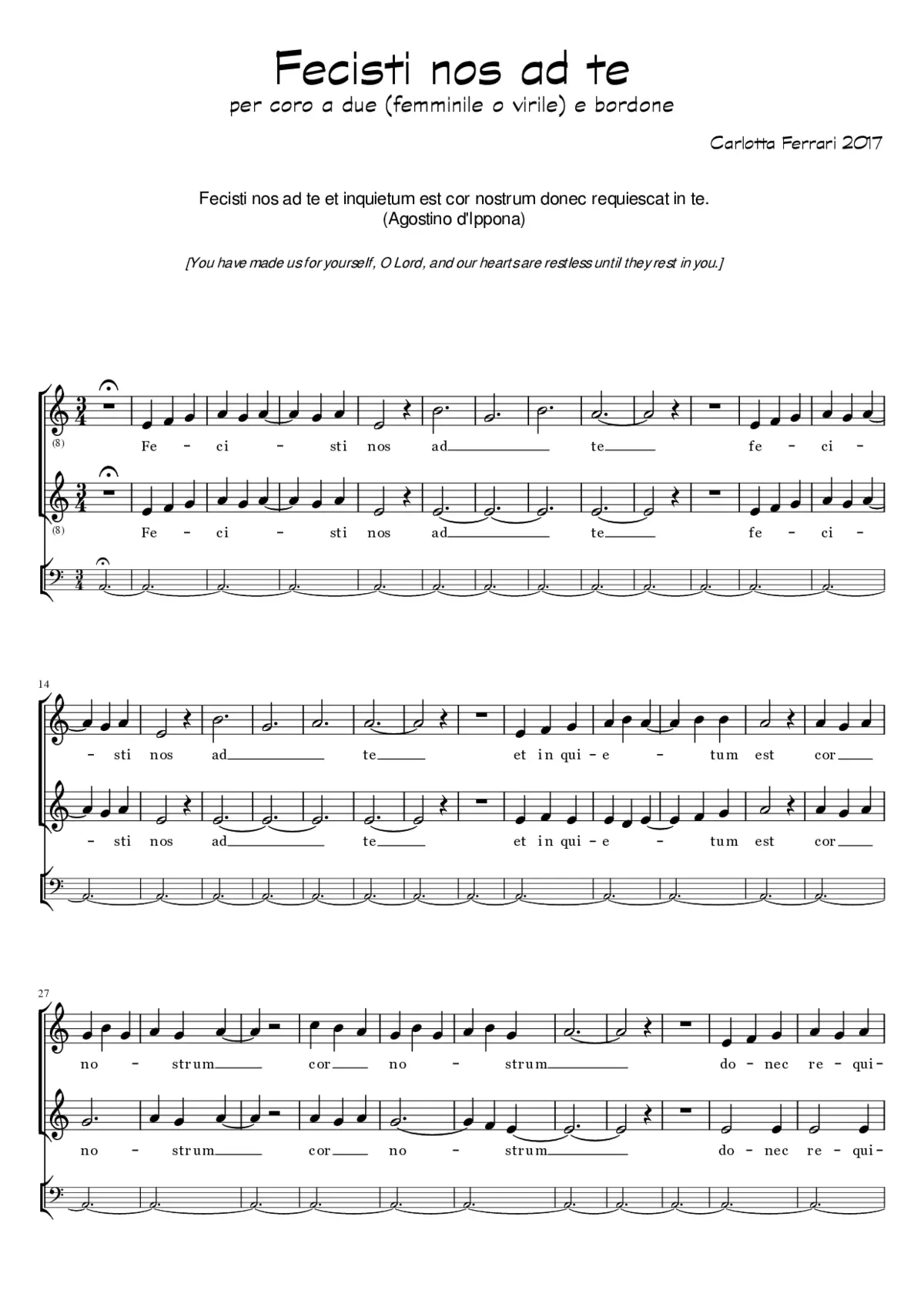 Fecisti nos ad te - Page 1