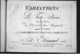 Variations pour le forte-piano sur un thème de l'opéra 'Les deux Savoyards' (de Dalayrac)
