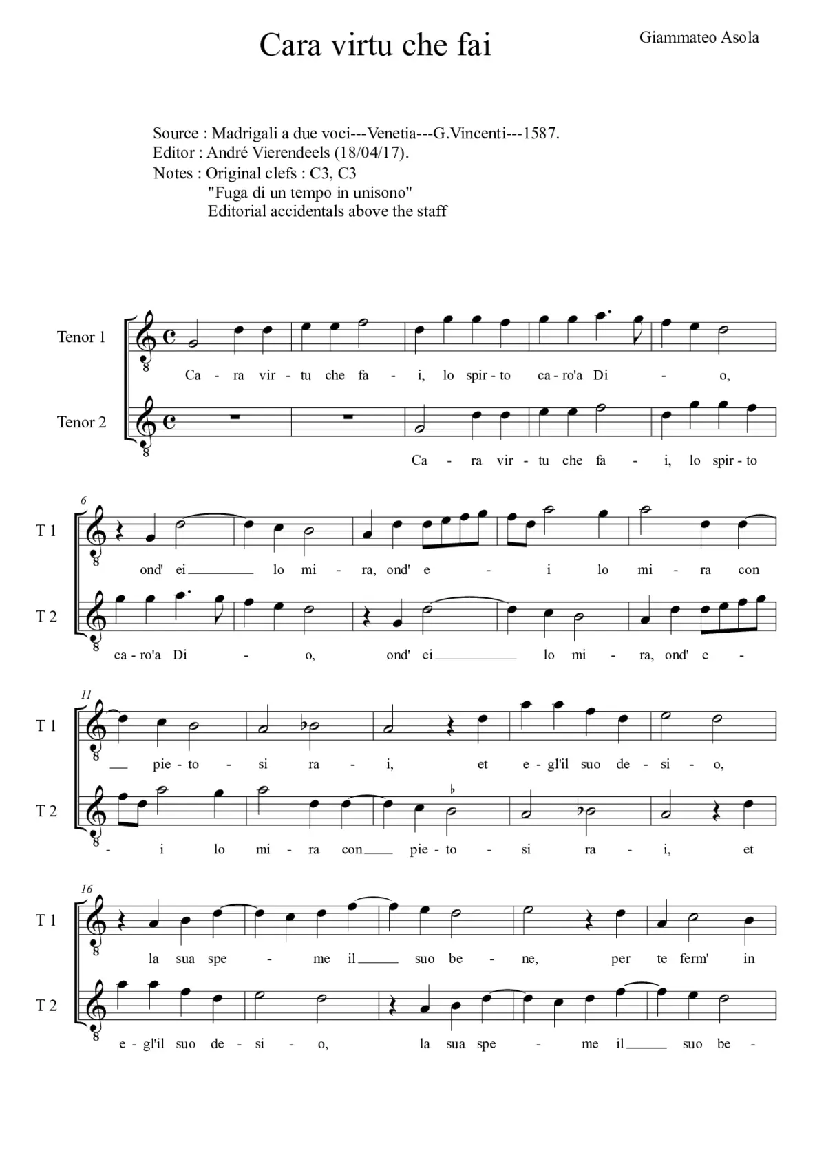 Cara virtu che fai - Page 1