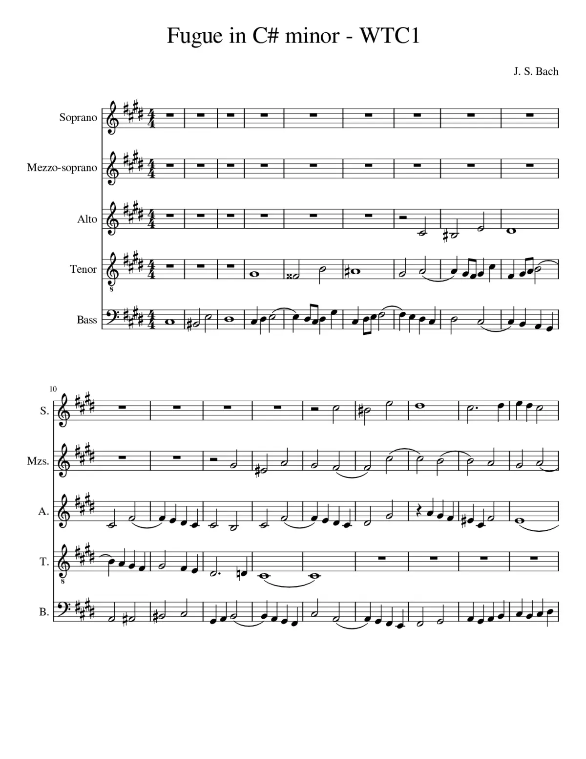 Prelude and Fugue in C-sharp minor BWV 849 - Page 1