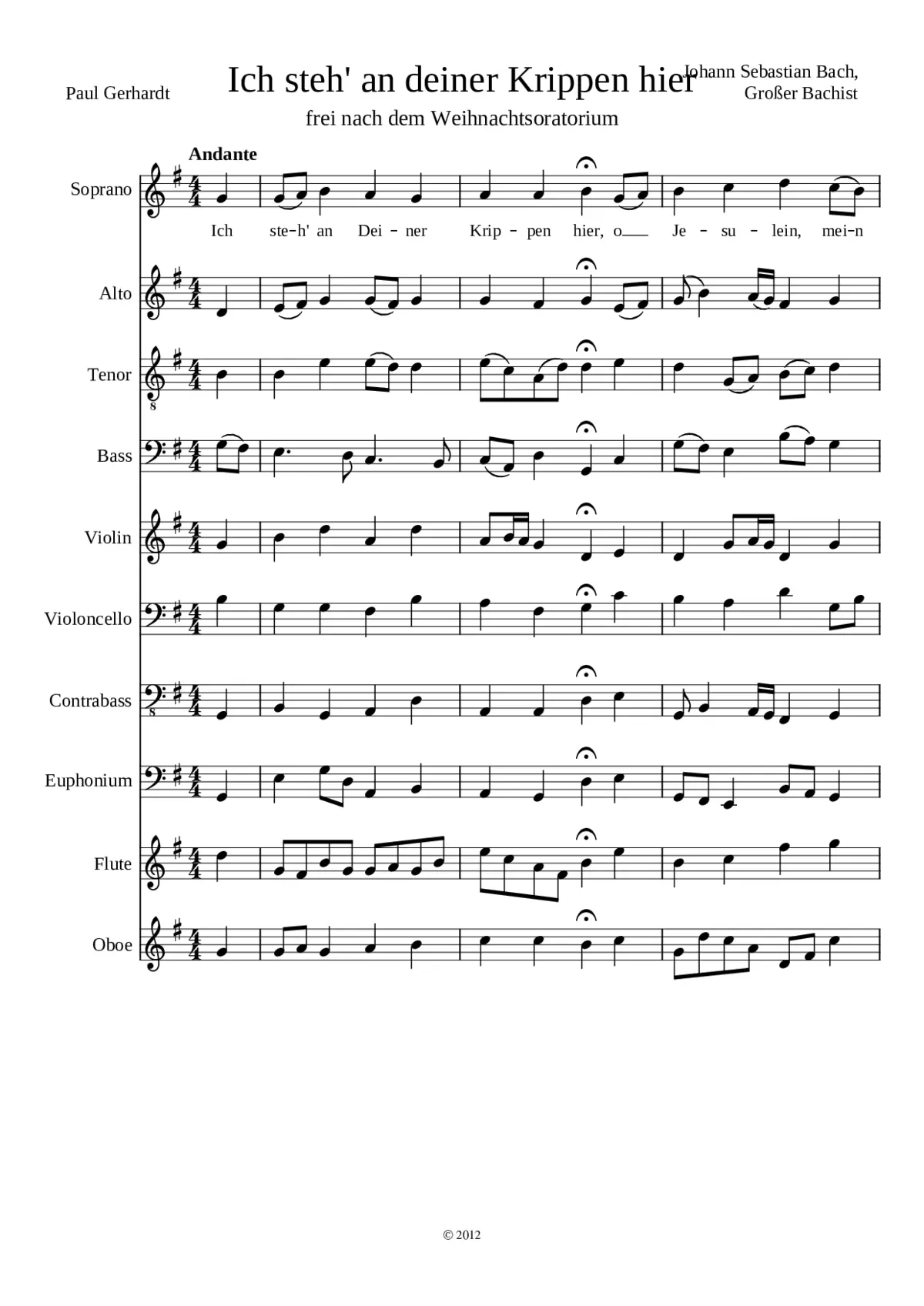 Ich steh an deiner Krippen hier BWV 469 - Page 1