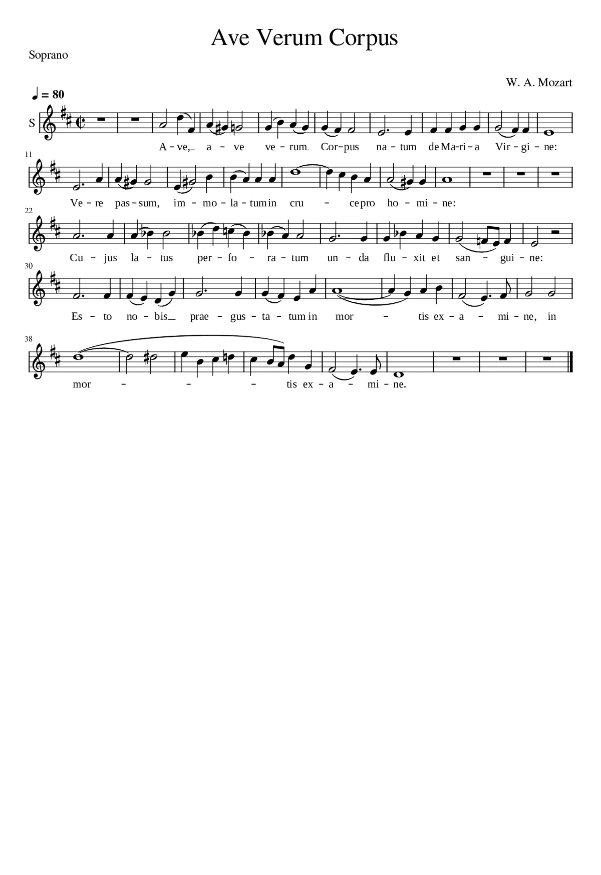 Ave Verum Corpus - Mozart (Soprano) - Page 1