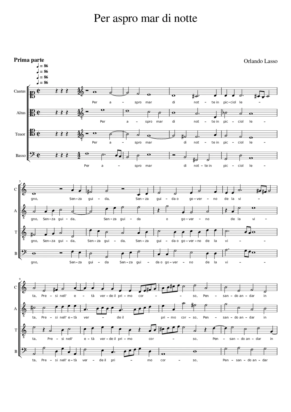 Per aspro mar di notte - Page 1