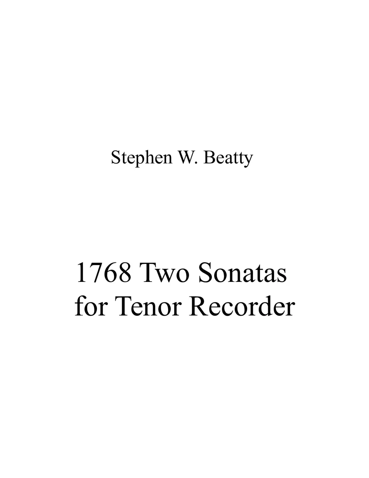 Two Sonatas for Tenor Recorder - Page 1