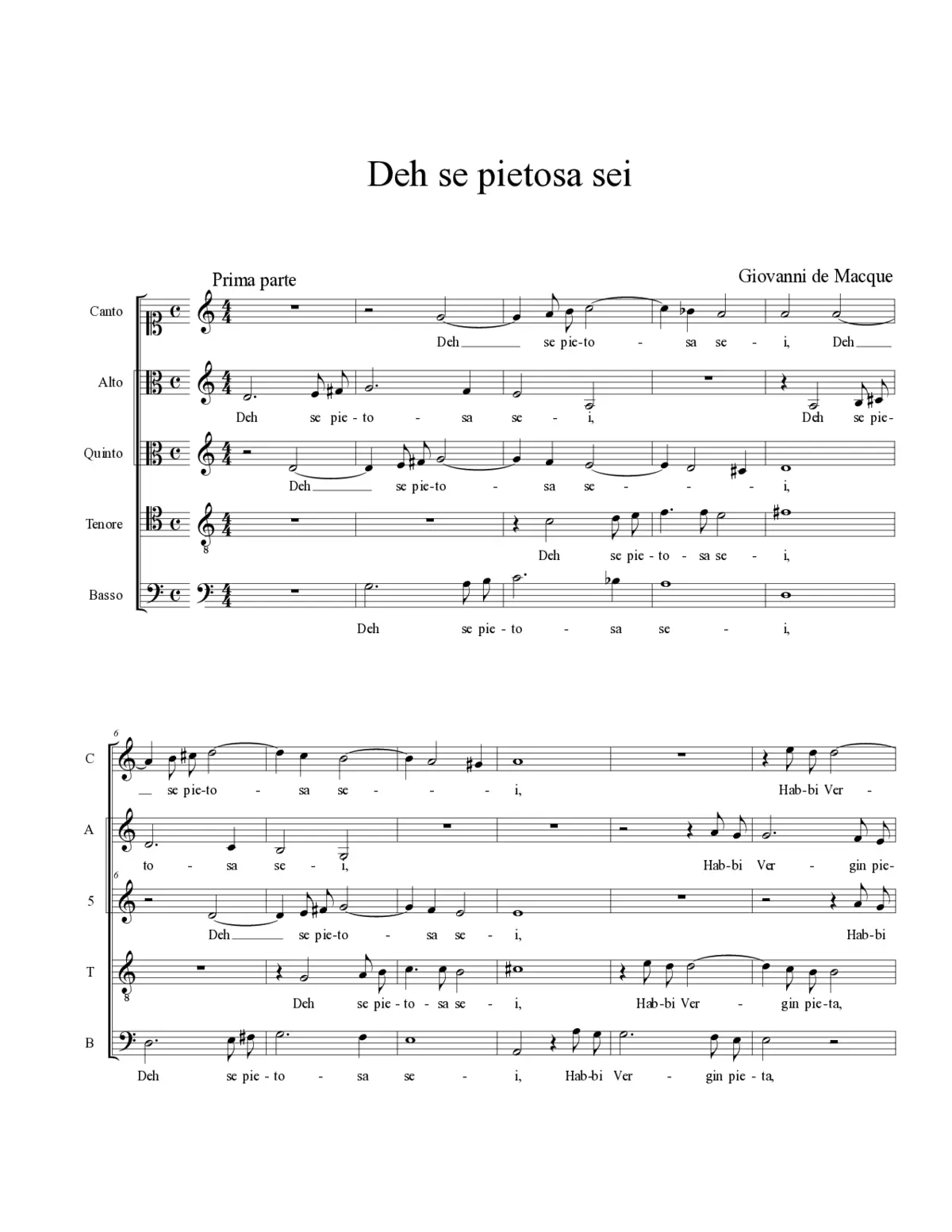 Deh se pietosa sei - Page 1