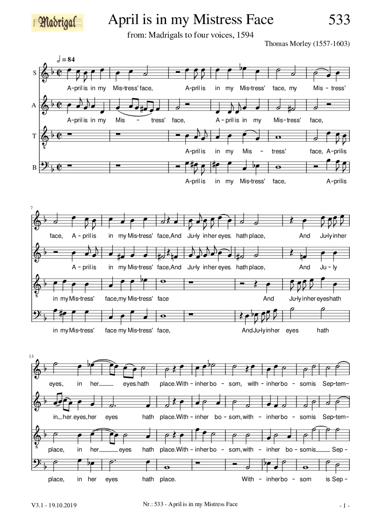 April is in my mistress' face - Page 1